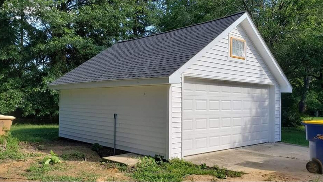 Painted garage siding